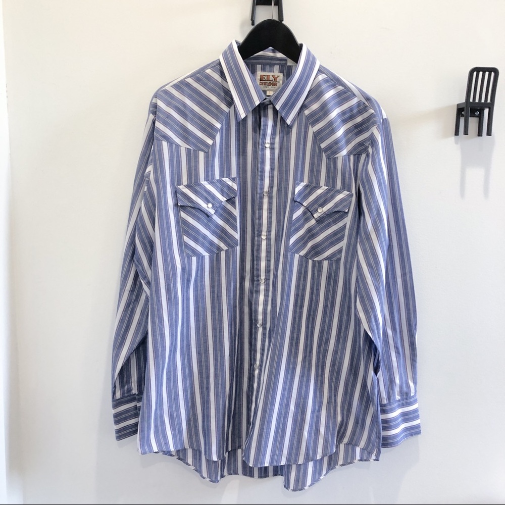 Ely Cattlemen Blue Striped Button Up Shirt